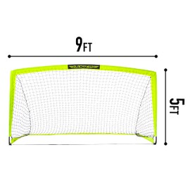Franklin Sports Blackhawk Backyard Soccer Goal - Portable Kids Soccer Net - Pop Up Folding Indoor + Outdoor Goals - 9' x 5'6" - Optic Yellow
