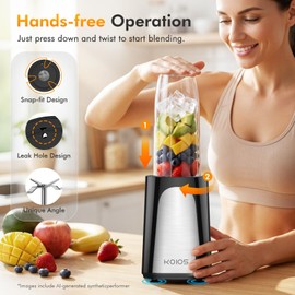 KOIOS 1000W Smoothie Blender, 15-in-1 Single Serve Set, Press-Twist Design