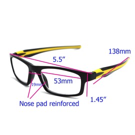 ColorViper Sports Double Injection Readers Reading Glasses size and color very Nose pad reinforced version (A1 Yellow, 2.00)