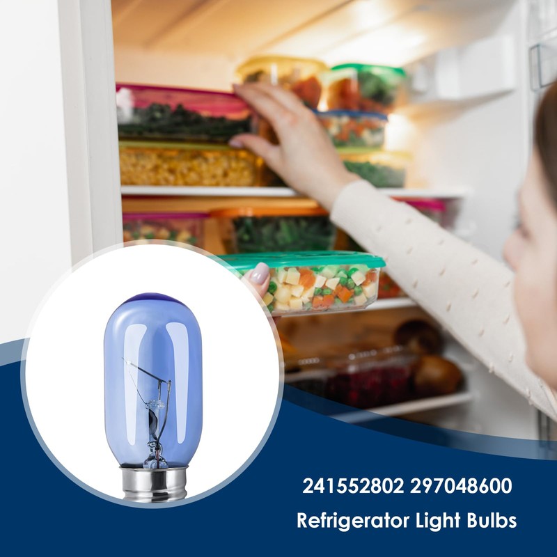 PWEOW Refrigerator Light Bulb 297048600 241552802, 40W, T8, for Frigidaire,