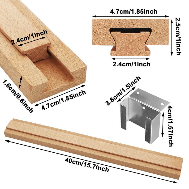 Wood Drawer Slides 4PCS 15.7 Inch Wooden Drawer Rails Classic