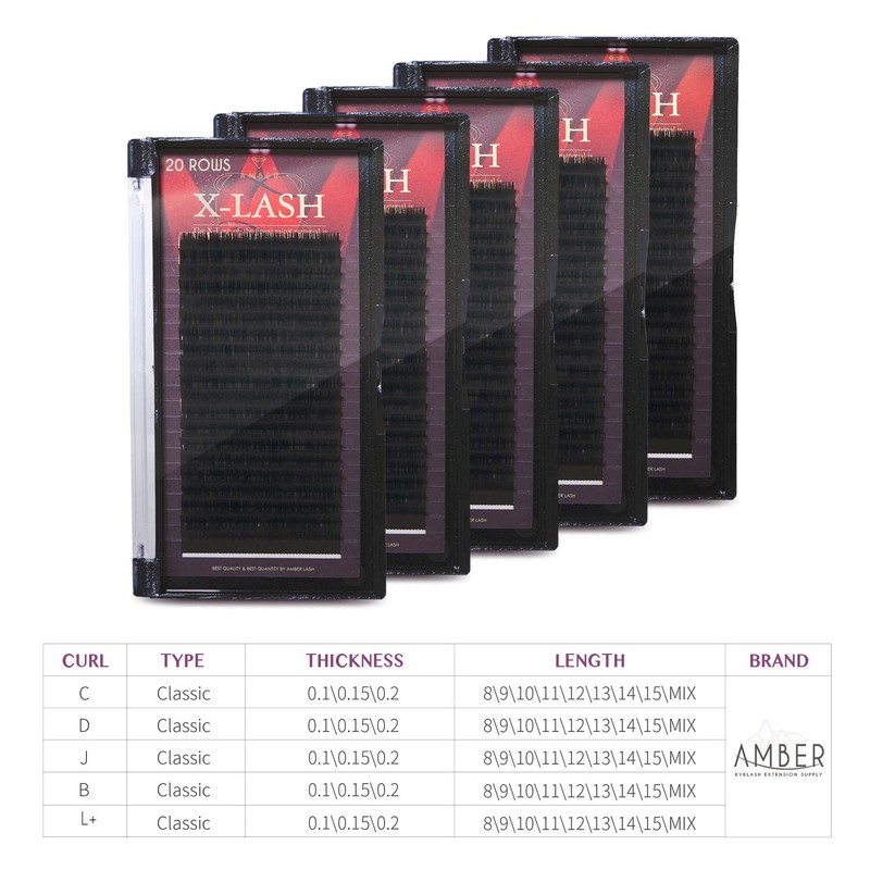 Amber Lash X-Lash, Mink Lash for Eyelash Extension Thickness 0.20mm