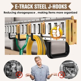 Hanwosi E Track Hooks 6 PCS and E-Track Tie Down Slots 6 PCS, E Track X Track Steel Hanger with Spring Fitting, Heavy Duty E Track Accessories for Enclosed Trailer, Cargo Van, Warehouse, Workshop