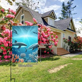 YYHWHJDE Garden Flag 12x18 in - Premium Quality, Stylish and Durable Flag for All Seasons Whales under the sea Picture