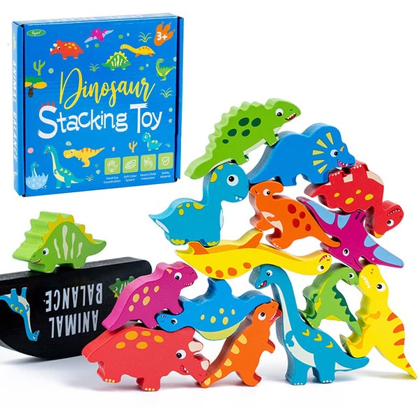 OBEST Montessori Stacking Toy, Wooden Toy Dinosaur Balancing for Children,