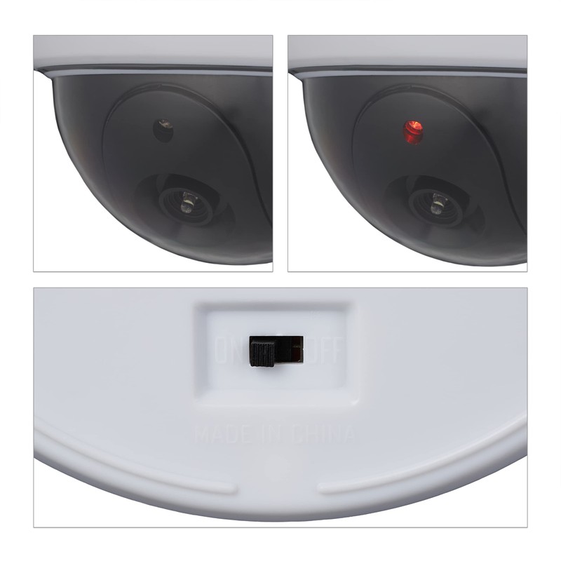 Relaxdays 4 x Camera Dummy Flashing LED Light Indoor &