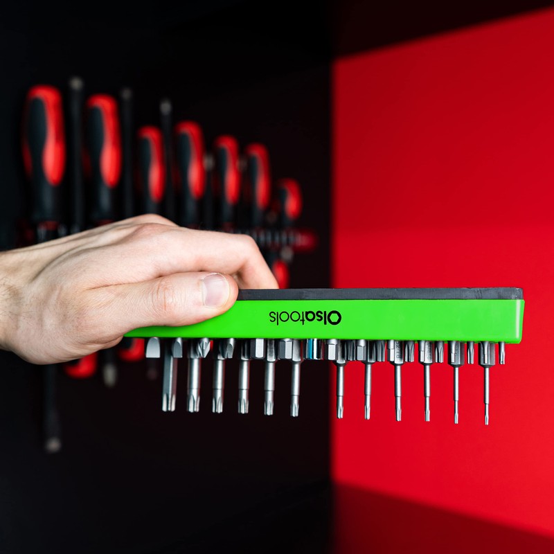 Olsa Tools Hex Bit Organizer with Magnetic Base - Green