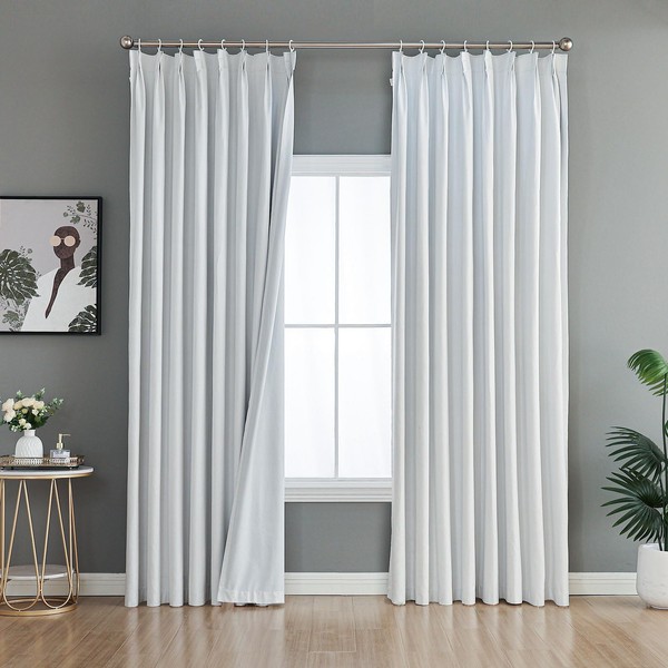 Grichril Linen Blended Pinch Pleated Curtains Full Blackout Room with