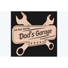 Unbranded 12" inch Dad's Garage Sign Laser Engraved Plywood Wall Decor Father's Day Gift