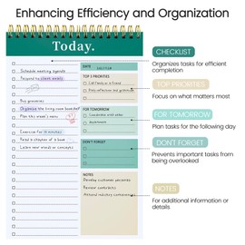 CICPAP To Do List Notepad - To Do List Notebook for Work with 52 Sheets, Undated Daily Planner Perfect for Enhanced Productivity and Goal Achievement - Green