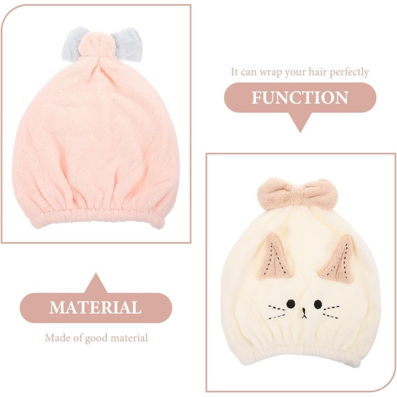 Genérico Toalla de Microfibra Cabello Absorbente y Diseño de Gorro