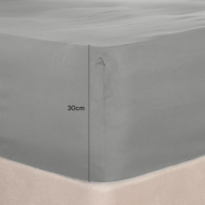 Brentfords Single Fitted Sheet Grey, Deep Fitted Sheet Bed Cover