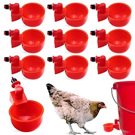 Pack 15 Chicken Waterer Cups,Chicken Feeder Cup for Chicken Duck Turkey Rabbit,3/8 Inch Thread Automatic Filling,Solution for Poultry Watering.