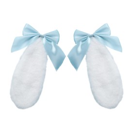 HappyHome Rabbit Ears, Ribbon, Hair Accessory, Hairpin, Rabbit Ears, Cosplay, Cute, Fluffy, Halloween, Fancy Dress Accessory (Blue)