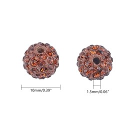 Pandahall 100 Pcs 10mm Coffee Rhinestones Pave Disco Ball Clay Beads, Polymer Clay Rhinestone Beads Round Charms Jewelry Makings
