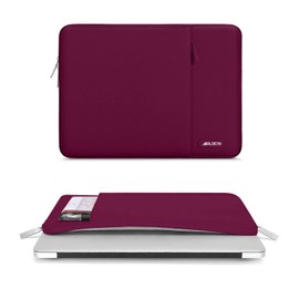 MOSISO Funda para Laptop Compatible con MacBook Air/Pro,13-13.3 Pulgadas Portátil,Compatible con MacBook Pro 14 M4 M3 M2 M1 Pro MAX 2024-2021,Funda Poliéster Vertical con Bolsillo, Vino Rojo