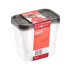 keeeper Fredo Fresh Food Storage Containers Set of 3, 3 x 1 L, Crystal Grey (Transparent)