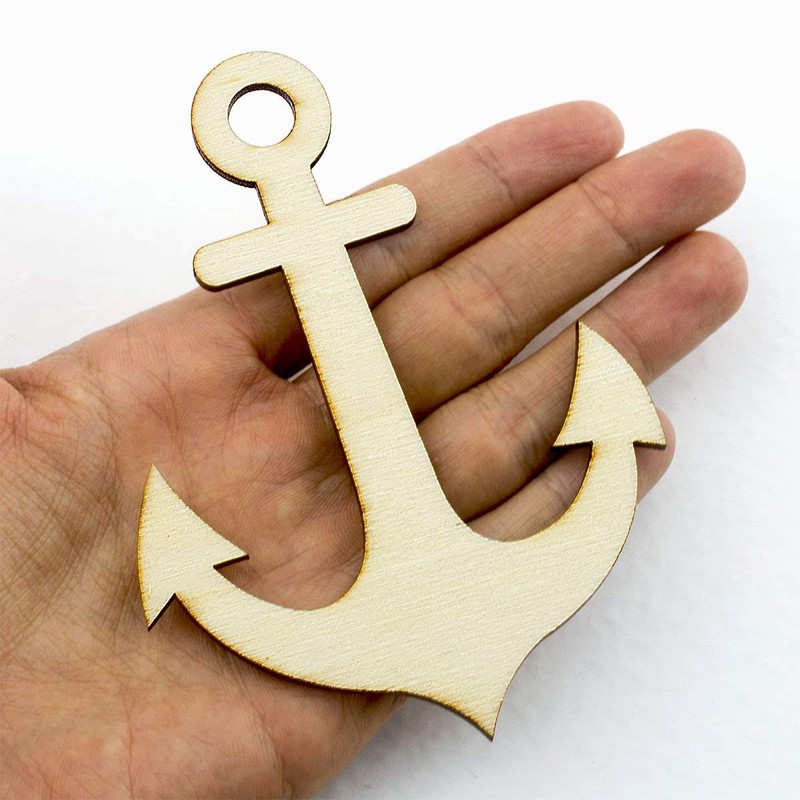 Summer-Ray 20pcs Laser Cut Wooden Veneer Anchor 4" Scrapbooking Embellishment