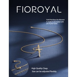 FIOROYAL Gold Women's Multilayer Necklace with 14K Gold Plated Choker Chain Cross Chain Gold Butterfly Bows Round Pendant Chain for Women Girls, copper