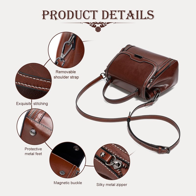 MoreFarther Women's Leather Shoulder Handbags, Top Handle Cross Body Bag