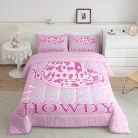 Leopard Print Cap Chic Comforter Set Queen Size,Kids Girls Woman Room Decor,Abstract Cheetah Skin Spots Down Comforter,Wild Animals Fur Rustic Bedding Set,Pink Romantic Duvet Insert,2 Pillowcases