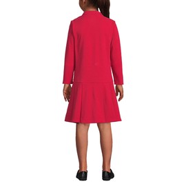 Lands' End Uniform Long Sleeve Pleated Mesh Polo Dress Red Kids 8