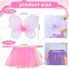 Zoooyawn 8 Sets Fairy Chair Tulle Tutu Decoration Fairy Princess Butterfly Wings Tutu Skirts Cover for Kids Girls Birthday Party Baby Shower Decor Fit Standard Chair
