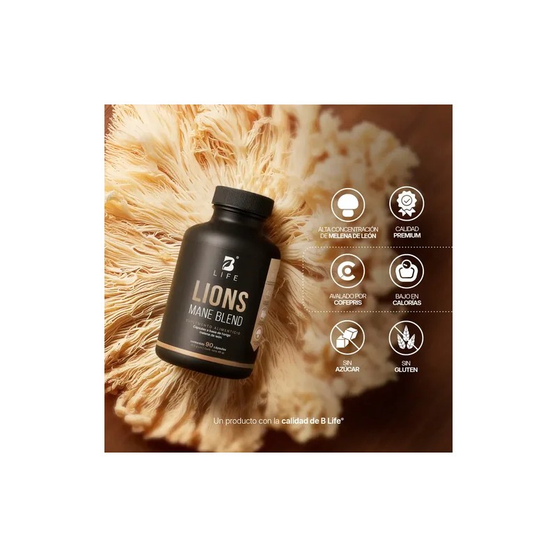 Hongo Melena de León Cápsulas Lions Mane Supplement, 1000mg, 90
