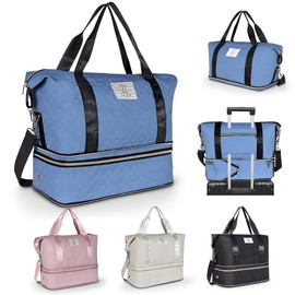 Geestock Women's Travel Bag, Sports Bag, Weekender Hand Luggage Bag with Shoe Compartment, Lightweight Hospital Bag, Birth Duffel Bag for Plane, Gym, Travel, blue, Sporty