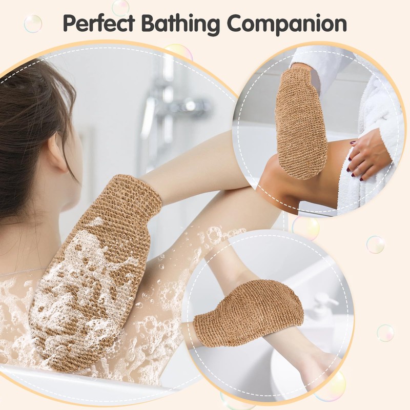 GoldOars Back Scrubber for Shower Bamboo Fibre Exfoliating Scrubber Sponge