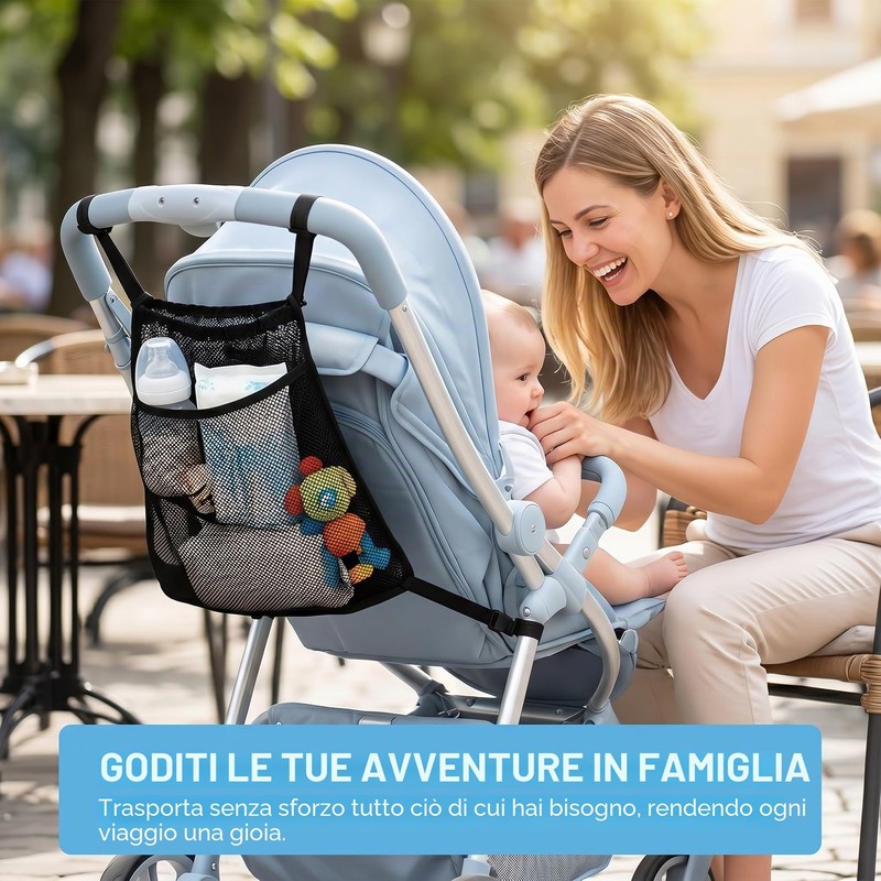 QOWUXHZ Rete per Passeggino, Borsa Portaoggetti, Accessorio per Carrozzina, Ideale