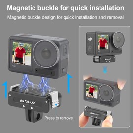 PULUZ Quick Release Mount, Magnetischer Schnellspanner-Adapter-Anschluss für DJI Osmo Action 5 Pro, magnetische Halterungsbasis für Osmo Action 4 3