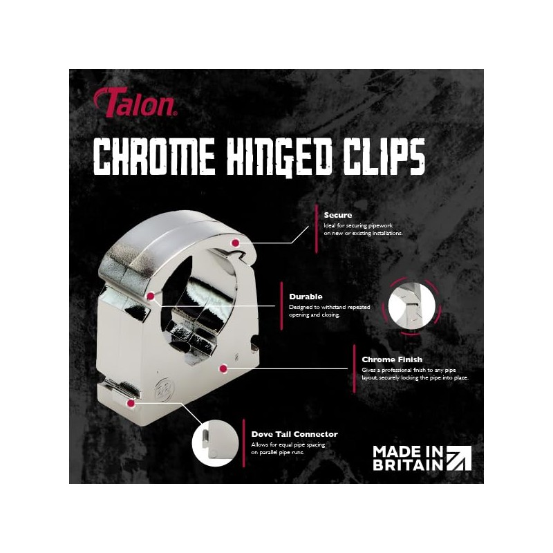 Talon - ‎18mm Single Hinged Pipe Clips - Pack of