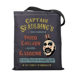 Fried Chicken And Gasoline Reusable Bag Horror Movie Gift Captain Spaulding Tote Bag Scary Clown Gift For Horror Lovers (Chicken TOTE)