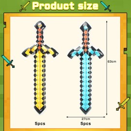 JWTRSVTY 10 Pieces Inflatable Sword Set, 63 cm Inflatable Pixel Sword, Inflatable Sword Props, Children's Inflatable Pirate Sword, for Cosplay Party, Pirate Theme Party, Costume Parties