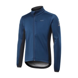 ARSUXEO Winter Cycling Jacket for Men Softshell Fleece MountainBike Biking Bicycle Jacket Thermal Windbreaker Dark Blue Medium