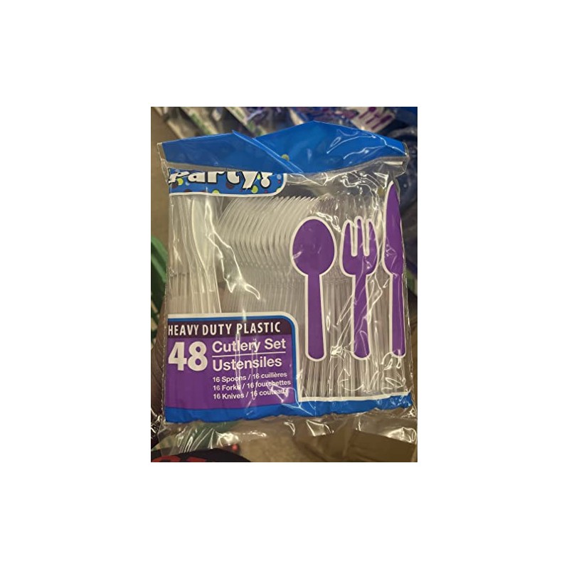 party! heavy duty plastic cutlery 48 count