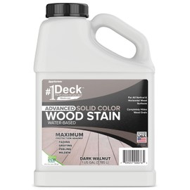 #1 Deck Premium Advanced Solid Color Outdoor Wood Stain and Sealer in One – Water Based Sealant for Wood Decks, Fences, & Siding - 1 Gal - Made in USA - Dark Walnut