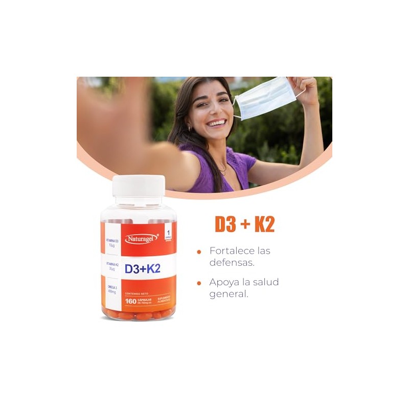 D3+K2 | Naturagel Vitaminas D3 + K2 con Omega 3