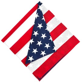 MDSTYLE 100% Cotton Bandana for Men & Women 22" x 22" Paisley Pattern Handkerchief Headband Scarf (US Flag)