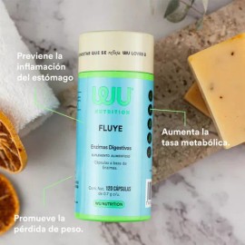 Suplemento Enzimas Digestivas Fluye Wu Nutrition 120 Capsulas Recupera Flora Intestinal Aumeta Tasa Metabolica Alimenticio Consumo Para 2 Meses Bienestar