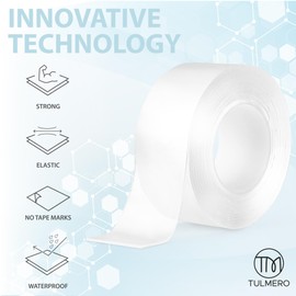 Nano Tape 3 x 3 m - Double-Sided Tape 9 m - Extra Strong for Home, Wall, Office, Bubbles Art - Transparent Nano Tape - Nano Tape Double-Sided - Transparent Double-Sided Tape