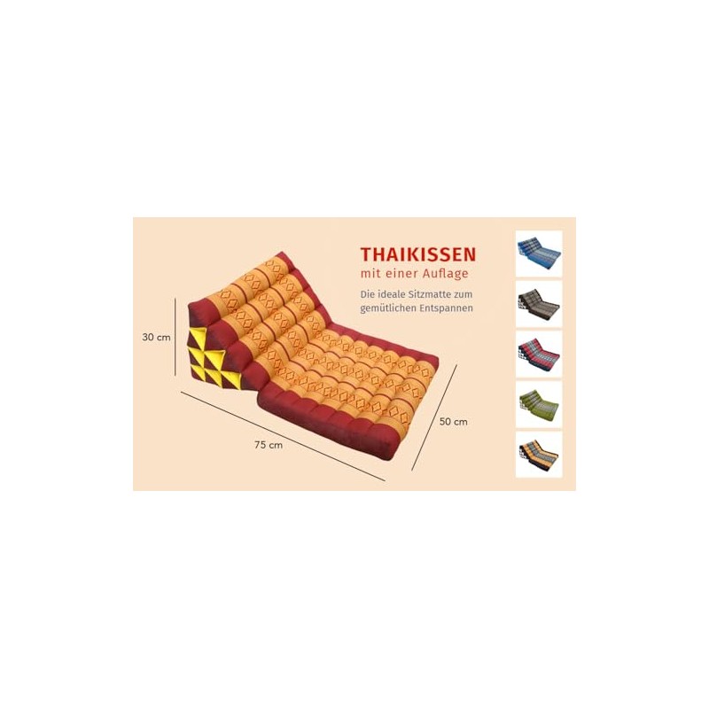 GURU SHOP Thai Cushion, Triangular Pillow, Kapok, Day Bed with