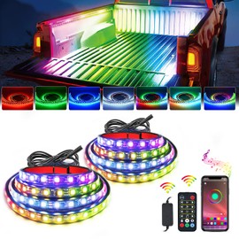 Nilight Truck Bed Light Strip RGB-IC LED Lights for Truck Bed Pickup Multi Dream Color DIY Music synchronous with APP and RF Remote Control 2PCS 60 inch Truck Bed Lighting