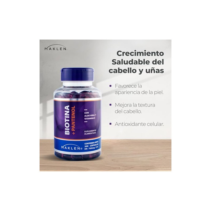 Biotina + Pantenol y Vitamina E - Suplemento para Cabello