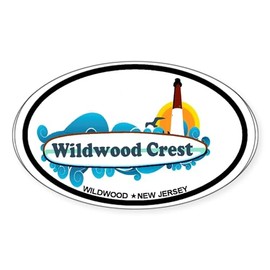 CafePress Wildwood Crest NJ Surf Design Oval Car Bumper Sticker