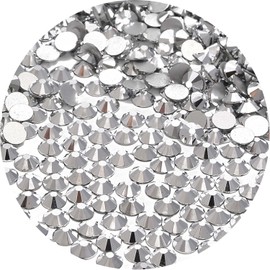 NCB 2000pcs Flatback Round Glass Nail Art Rhinestones Crystal for DIY Making Accessories Shoes, Clothes, Face Art, Bags, Manicure (Labrador, SS12 2000pcs)