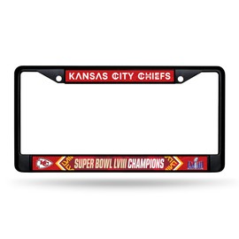 Super Bowl LVIII Champions Kansas City Chiefs Premium 2 Screw License Plate Frame - Show Your Team Pride Tailgating & Around Town - Black Background with Team Colors Complements Any Truck, SUV, Car