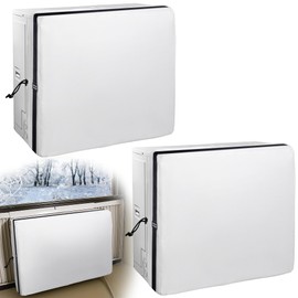 Nkiy Quen 2 Pack 3 Layers Indoor Window Air Conditioner Covers-20.5"x15.7"x4.4" White Inside AC Unit Covers with Elastic Straps-Adjustable Indoor AC Protection Covers for Winter Insulation