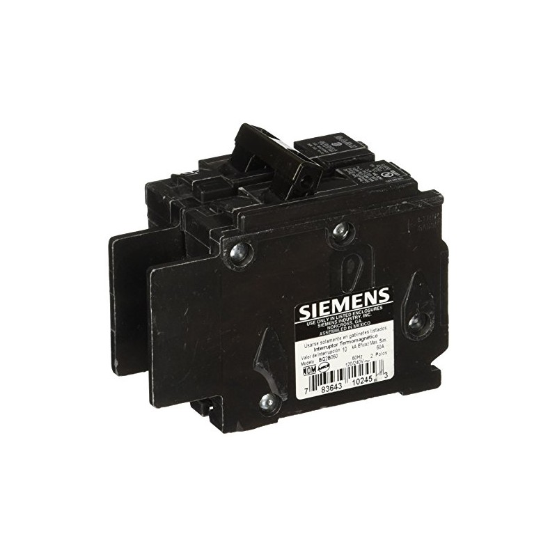 Siemens BQ2B060 60-Amp Double Pole 120/240-Volt 10KAIC Lug In/Lug Out